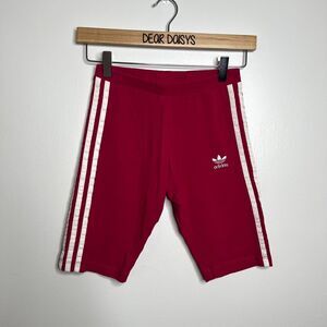 Adidas Pink Striped Biker Athletic Shorts